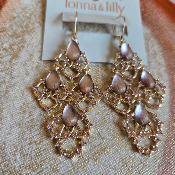 3/$25 NWT Lonna and Lily Chandelier Earrings Gold Sparkle - Picture 2 of 6